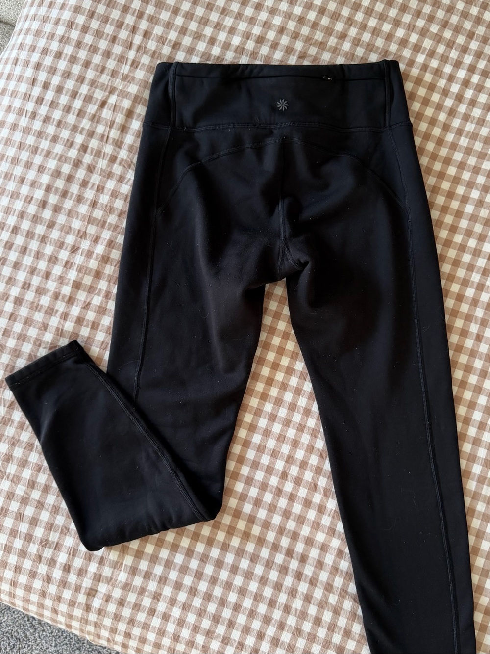 Athleta Polartec Fleece Lined Black Thermal Athleisure Leggings in Black